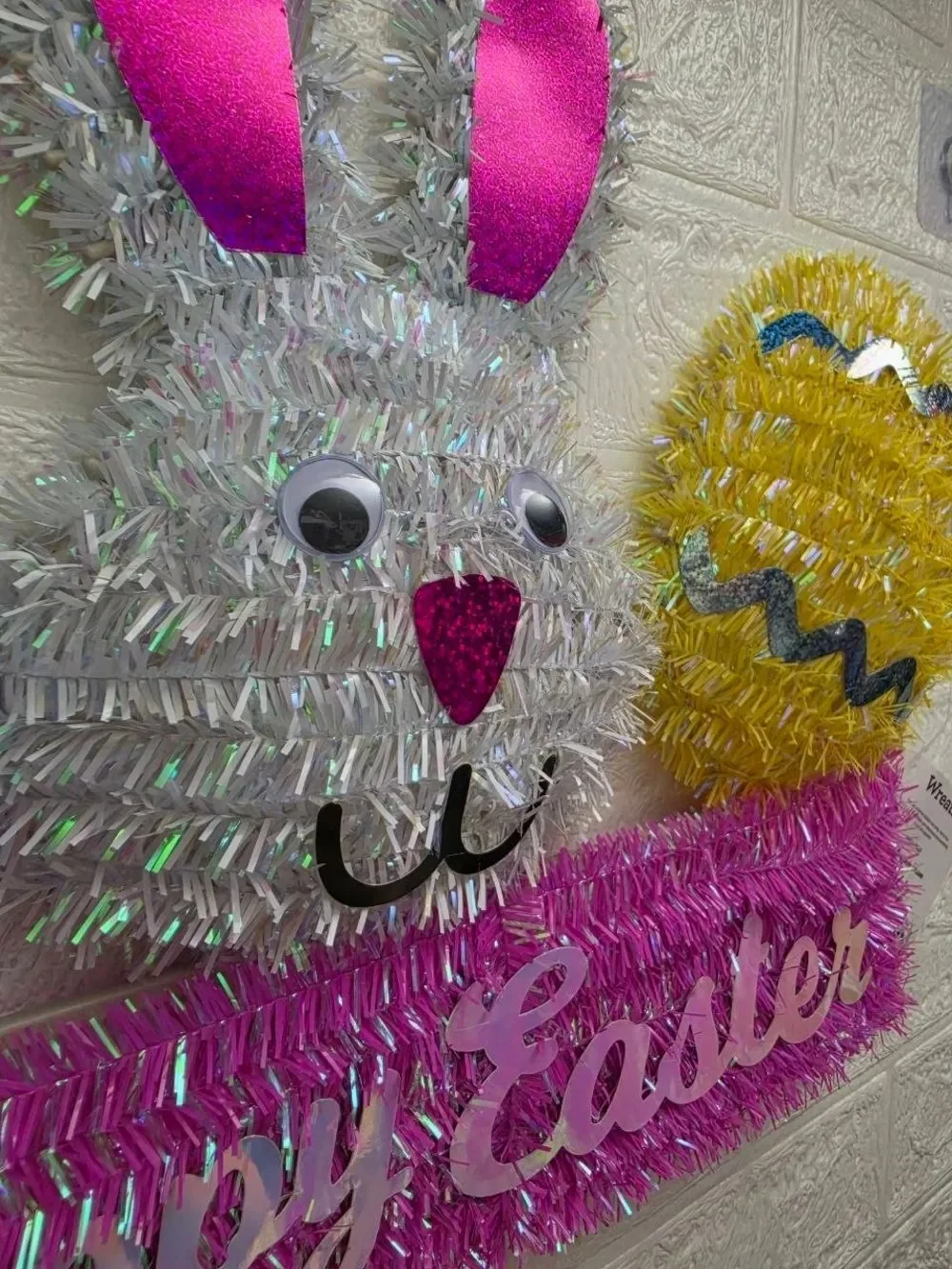 New Happy Easter Spring Tinsel Wreath WALL Decor BUNNY 19